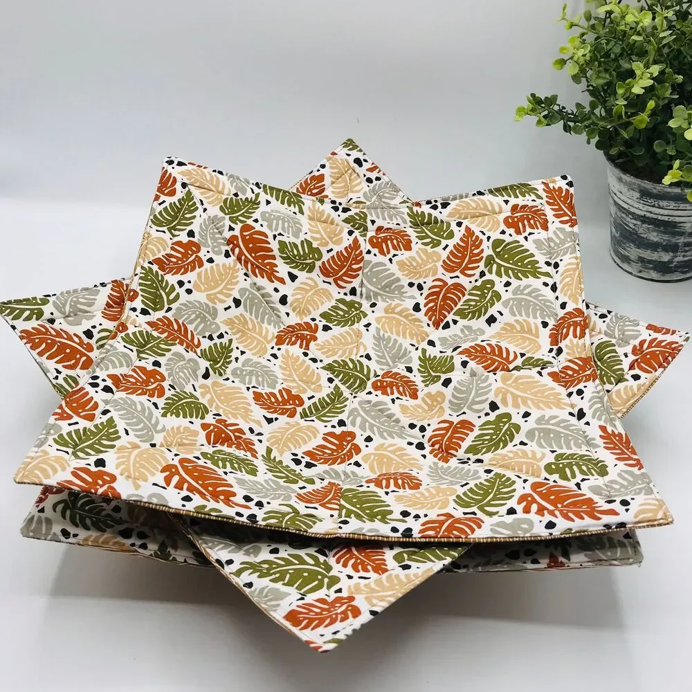 Microwave Soup Bowl Cozy Pint Size Cozy, Reversible, Monstera Plant Print